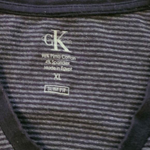 3/$20 Calvin Klein Striped V-Neck Shirt - Picture 2 of 3